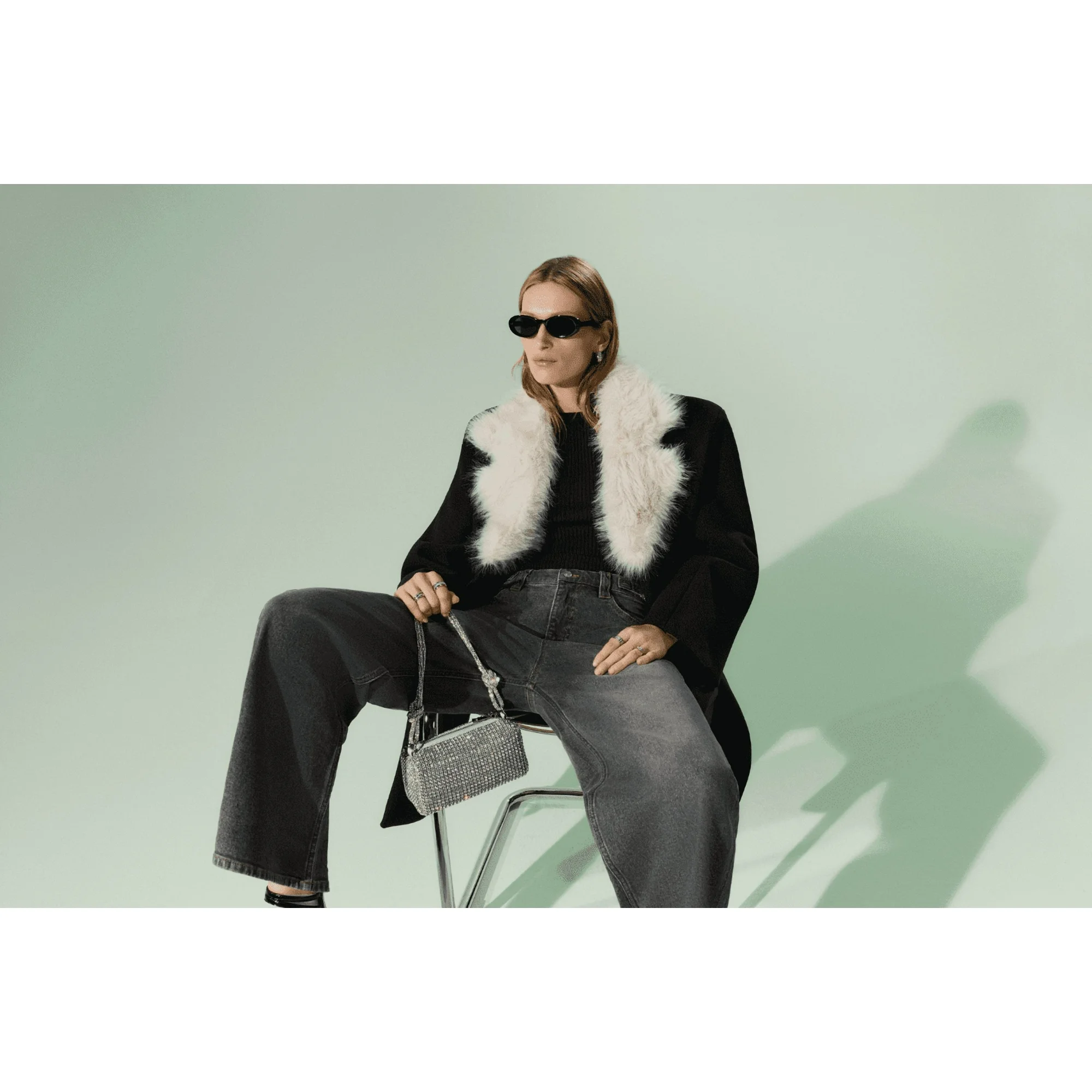 Scoop Women's Mini Rhinestone Party Bag, Silver - Image 6