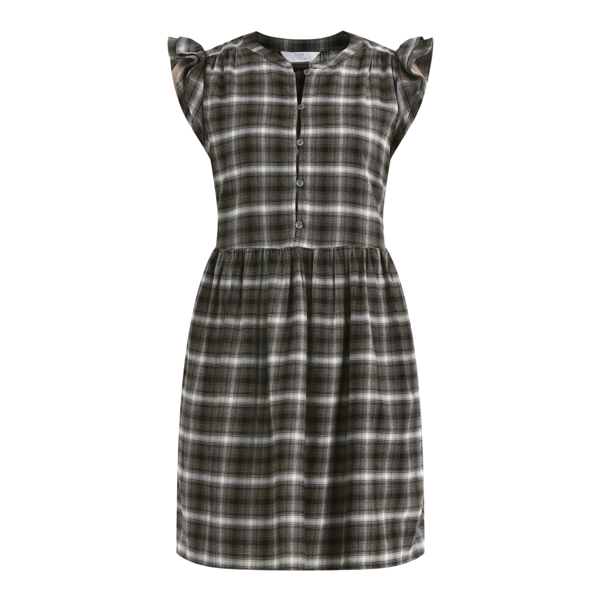 Time and Tru Women's Cotton Mini Dress with Flutter Sleeves, Sizes XS-XXXL - Image 6