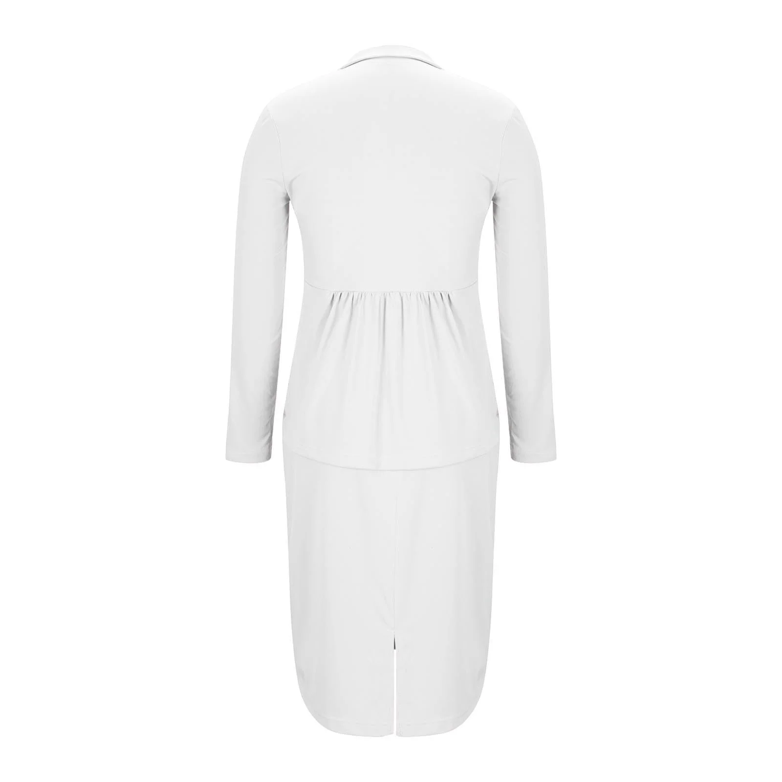 Prdecexlu Women's 2 Piece Suit Skirt Set Business Office Formal Dress Suit Peplum Blazer Jacket Midi Pencil Skirt Suits White 2XL - Image 6