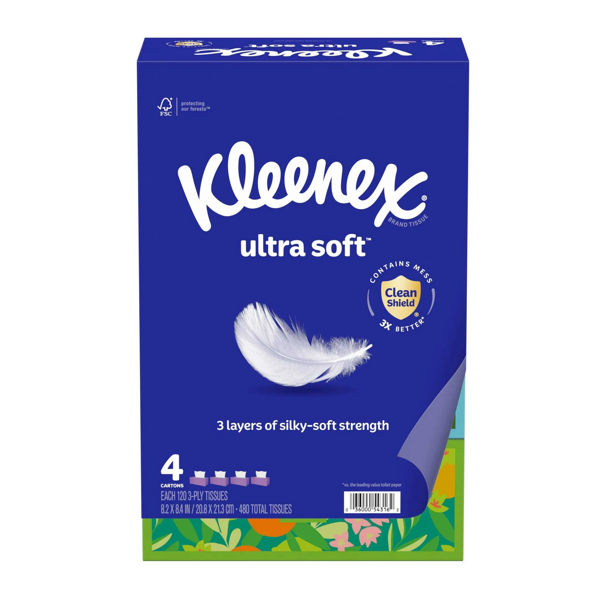 Kleenex Ultra Soft Facial Tissues, 4 Flat Boxes, 120 Tissues per Box, 3-Ply - Image 11