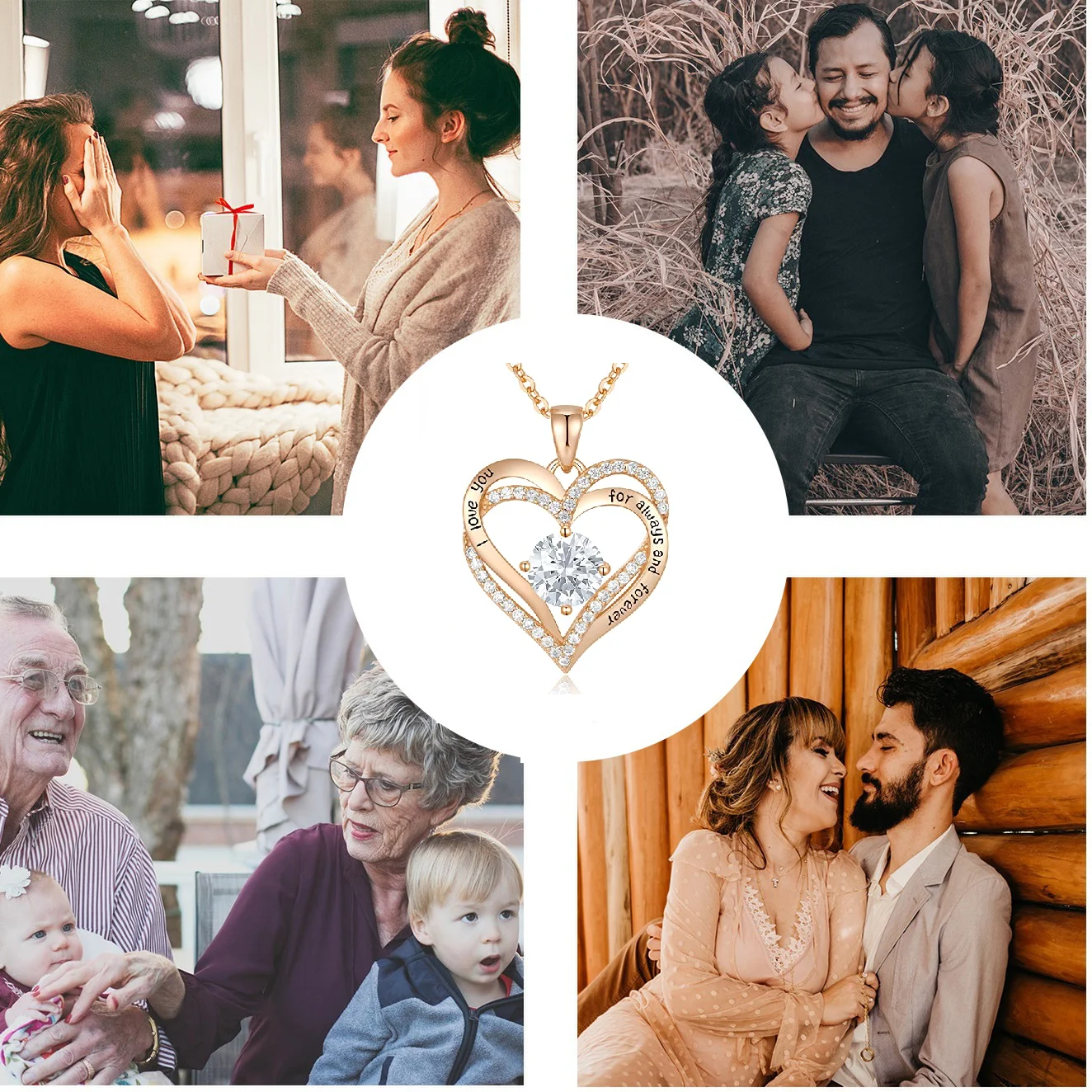 HESHPAWS Love Pendant Necklace with Zirconia Birthstone, Women's Jewelry Gift for Christmas, Birthday, Anniversary - Image 8