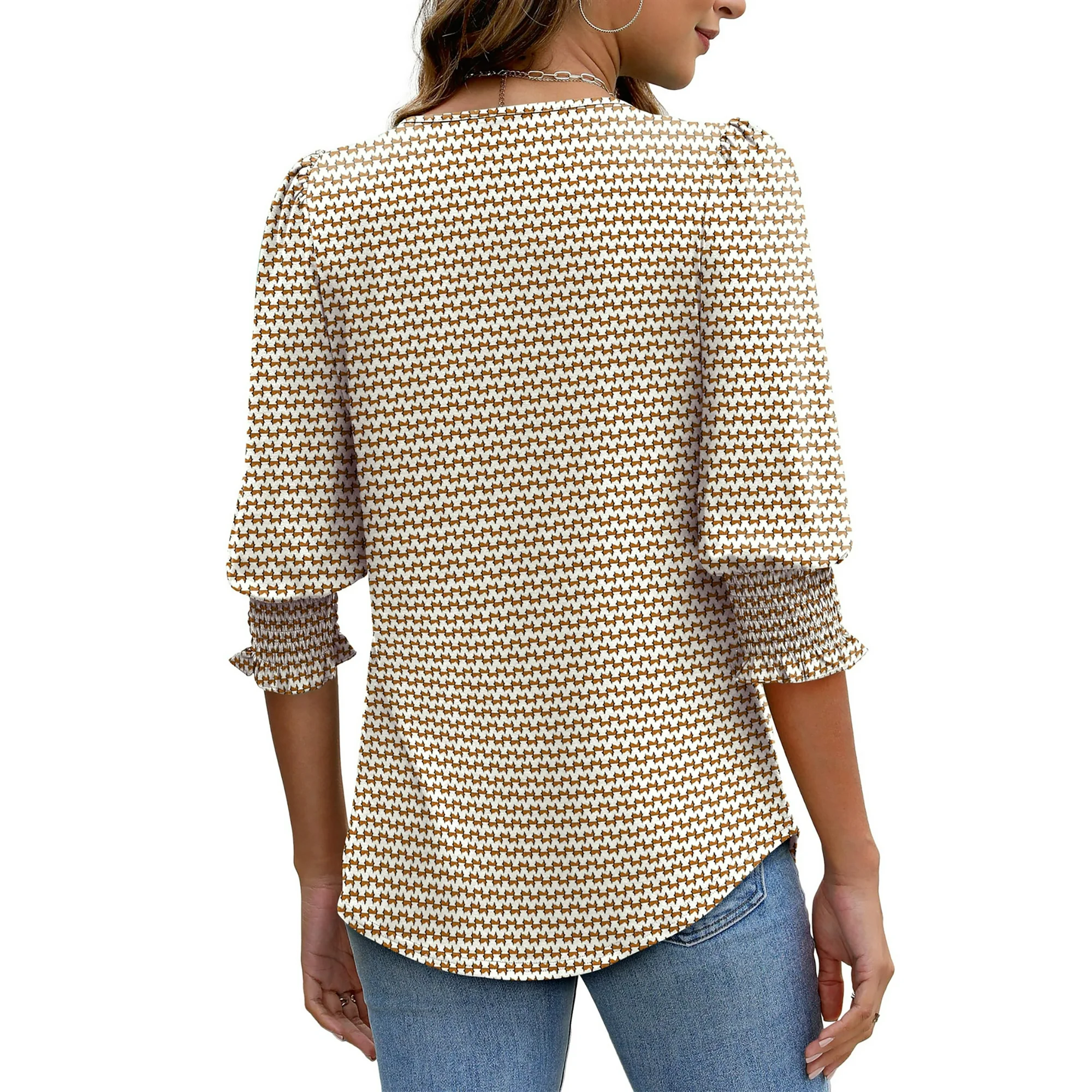 Fantaslook Blouses for Women Dressy Casual 3/4 Length Sleeve Womens Tops with Smocked Cuffs Fashion Shirts - Image 6