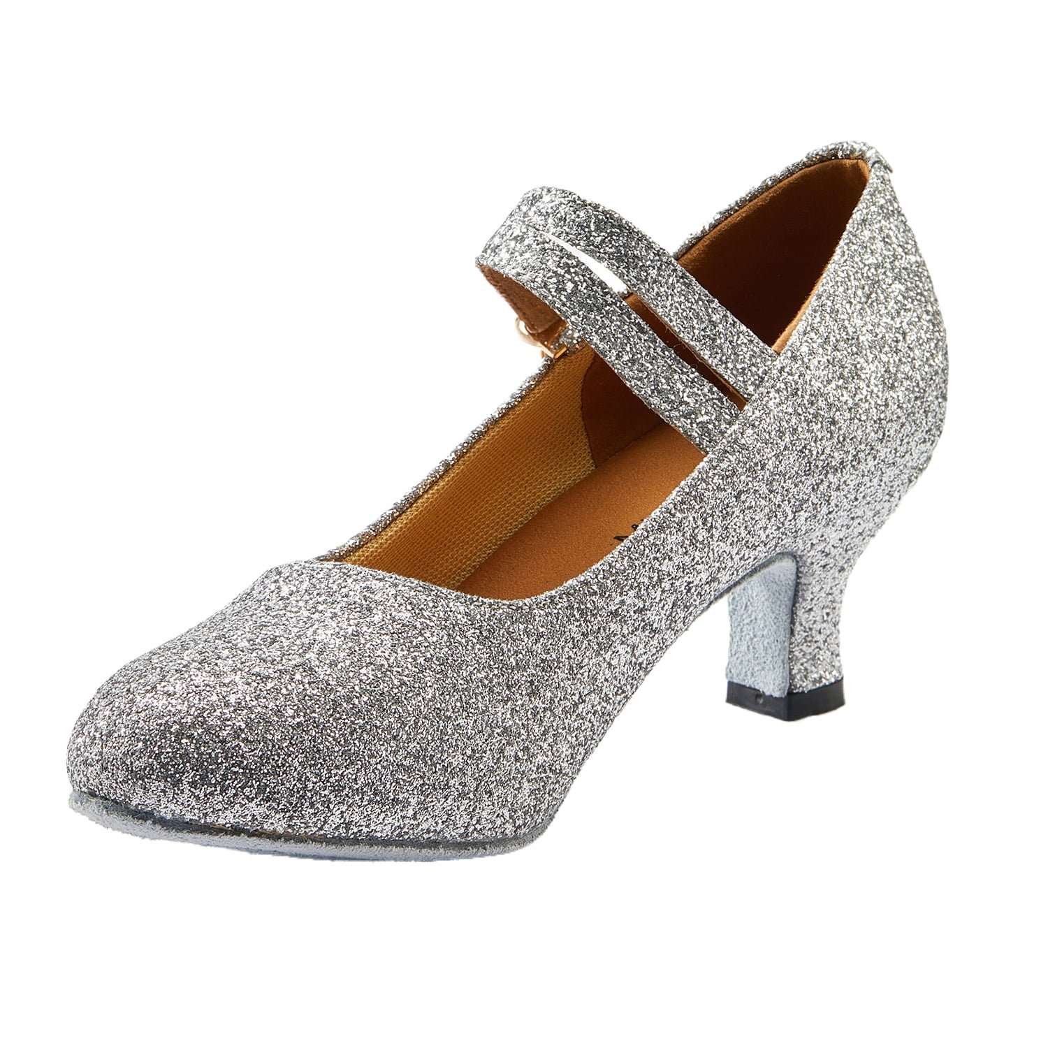 Missfiona Womens Glitter Ballroom Dance Shoes Ruby slippers Latin Salsa Tango Dancing Heels(6,Silver) - Image 3