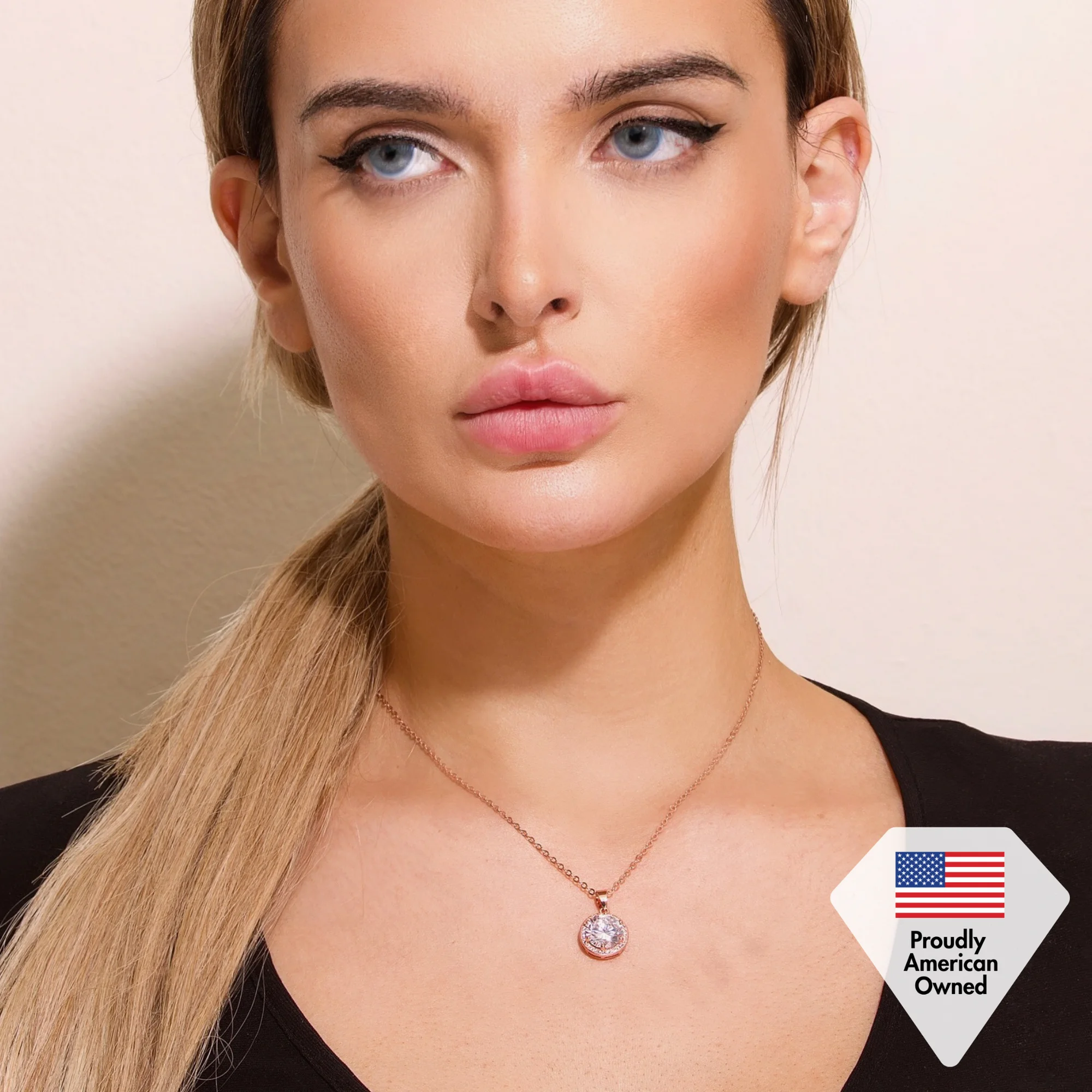 Cate & Chloe Blake 18k White Gold Plated Halo Necklace with Simulated Diamond Crystals for Women - Image 7