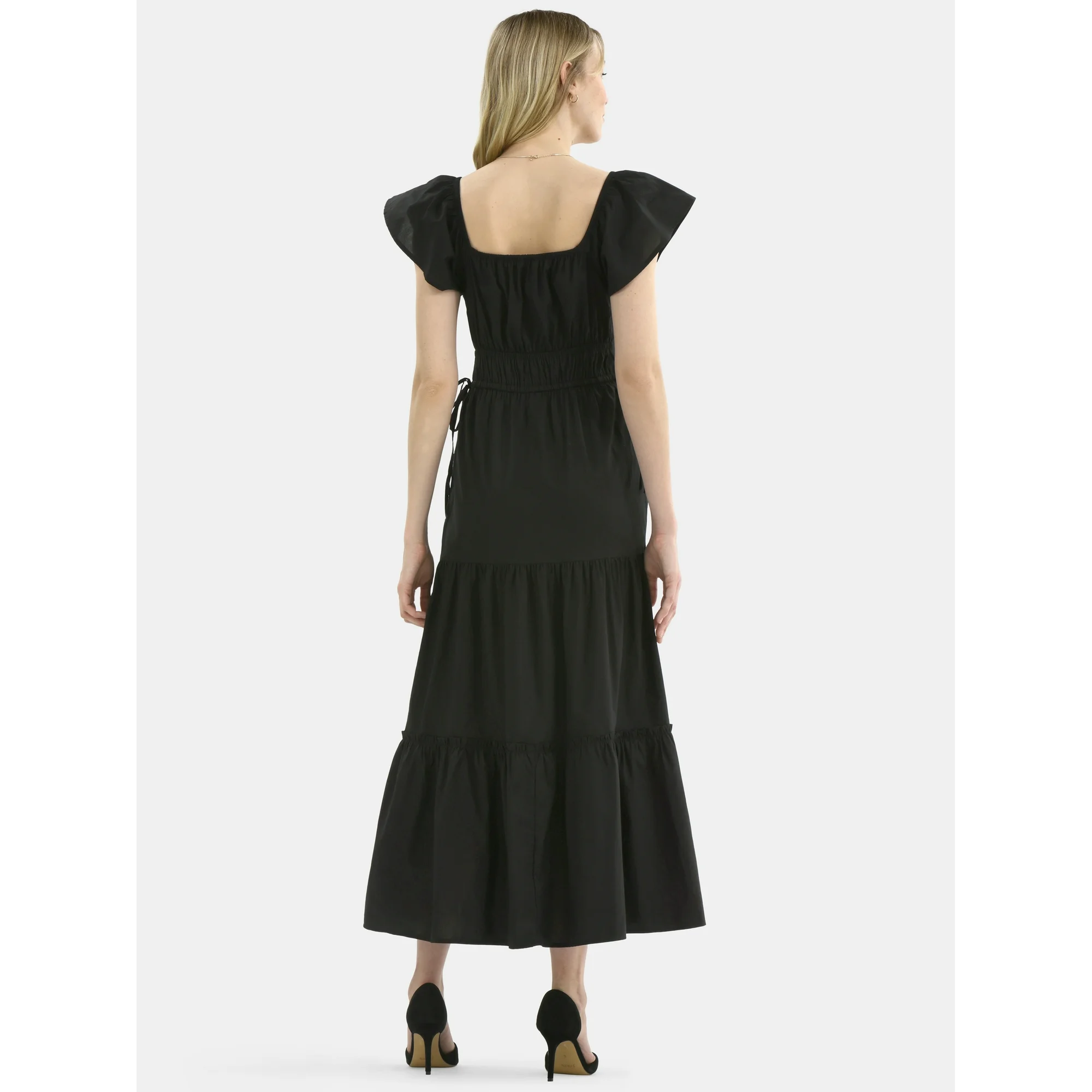 Time and Tru Women's Cotton Maxi Dress with Flutter Sleeves, Sizes XS-XXXL - Image 4