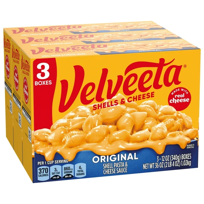 Velveeta Shells and Cheese Original Mac N Cheese Dinner, 3 ct Pack, 12 oz Boxes, Shelf-Stable - Image 11