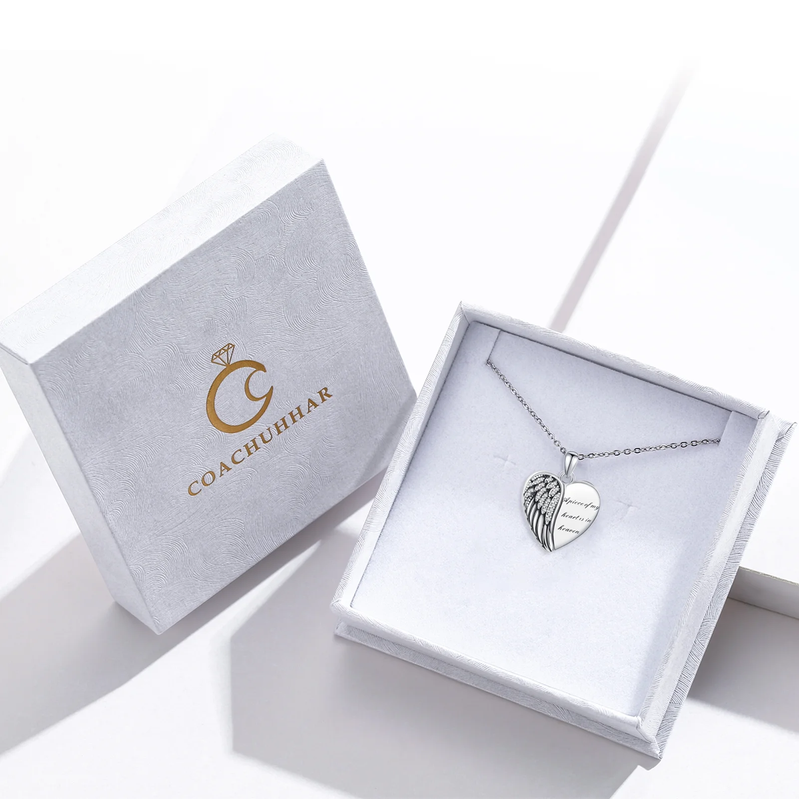 Coachuhhar Angel Wings Locket Necklace 925 Sterling Silver Heart Locket Necklace That Holds Pictures Memorial Necklace Locket Jewelry Gifts for Women - Image 5
