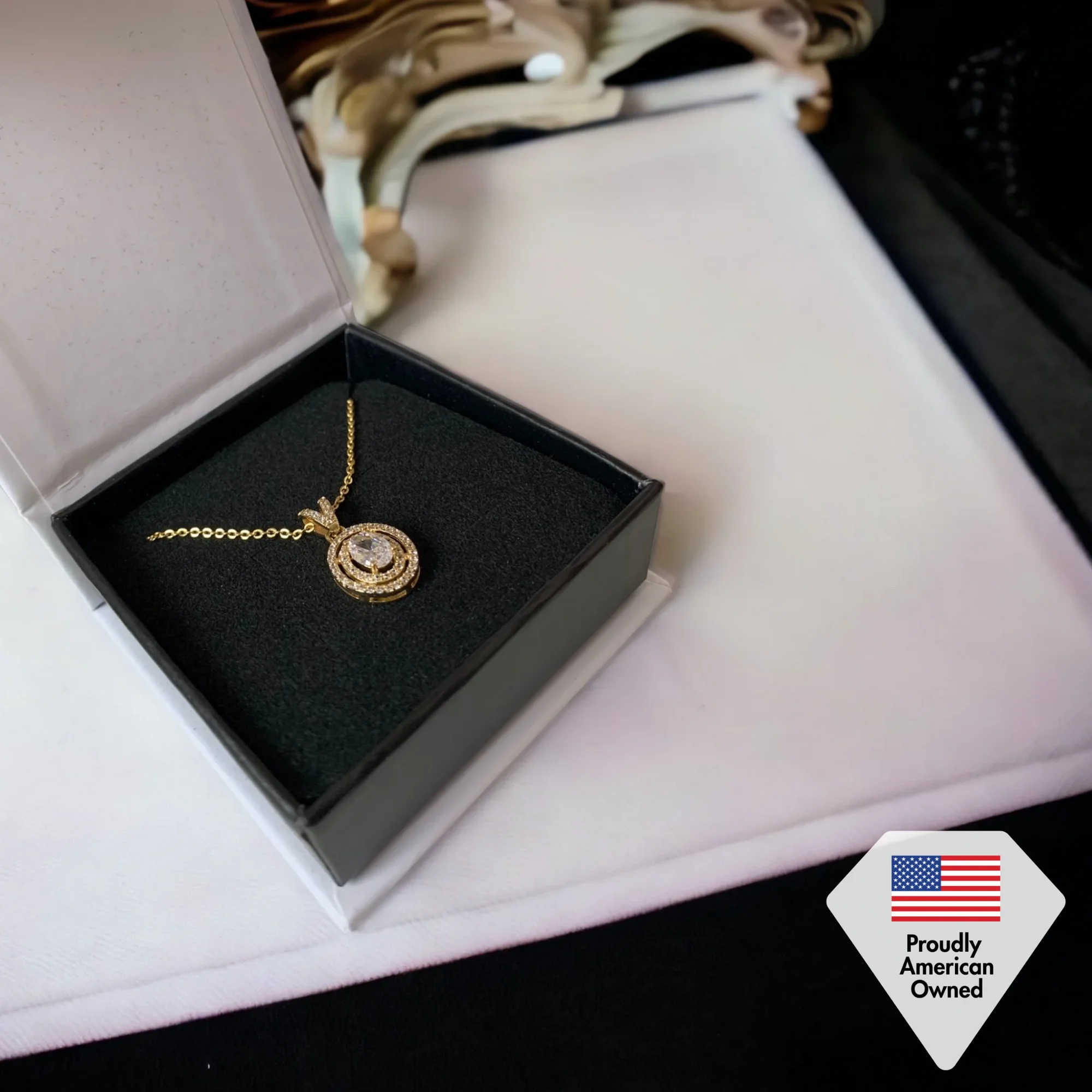 Cate & Chloe Zelda 18k White Gold Plated Pendant Necklace with Simulated Diamond Crystal for Women - Image 7