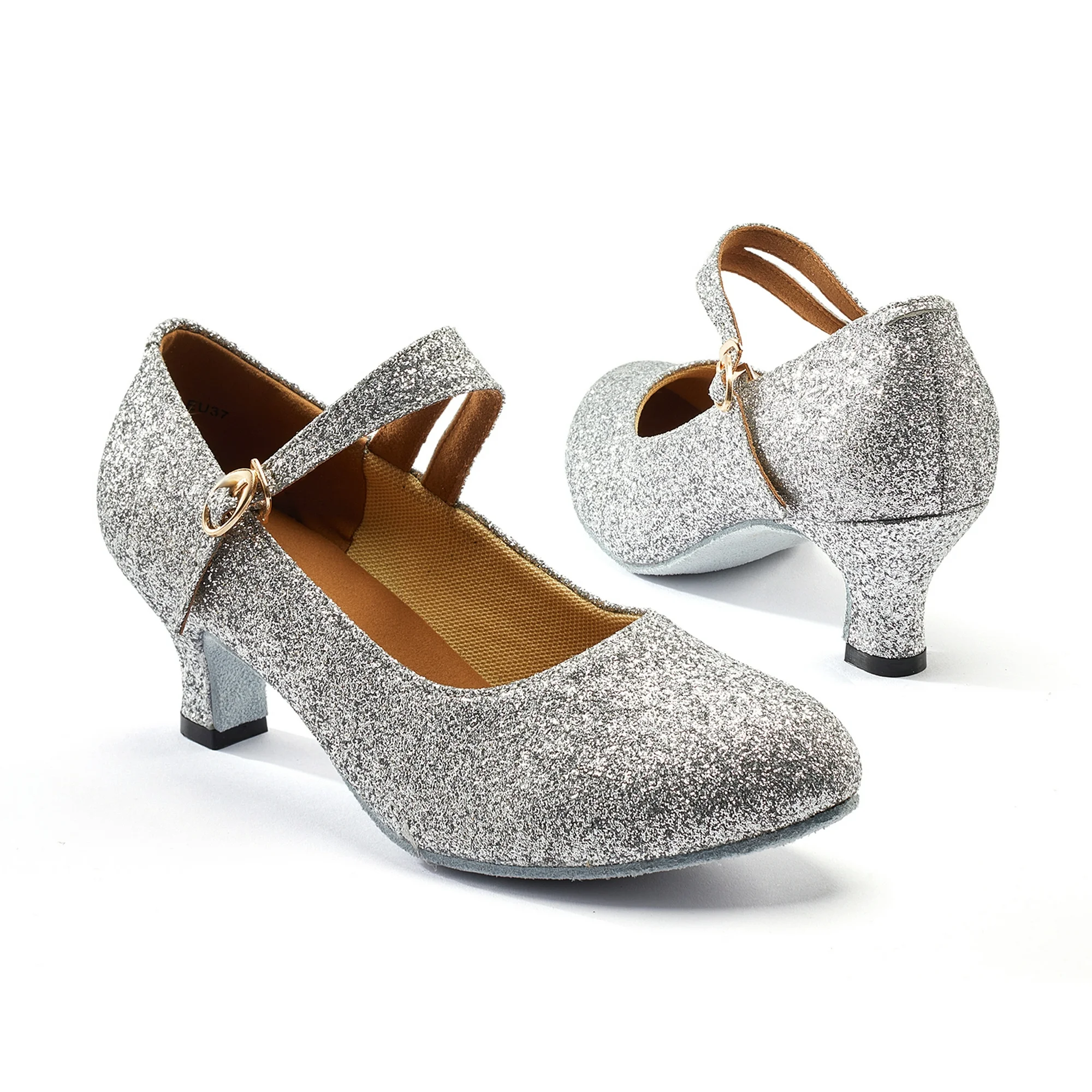 Missfiona Womens Glitter Ballroom Dance Shoes Ruby slippers Latin Salsa Tango Dancing Heels(6,Silver) - Image 9