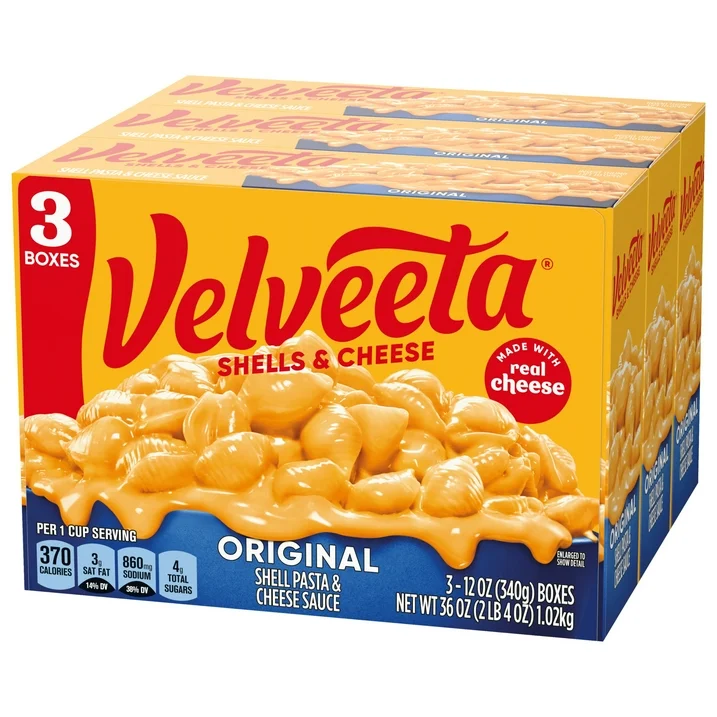 Velveeta Shells and Cheese Original Mac N Cheese Dinner, 3 ct Pack, 12 oz Boxes, Shelf-Stable - Image 12