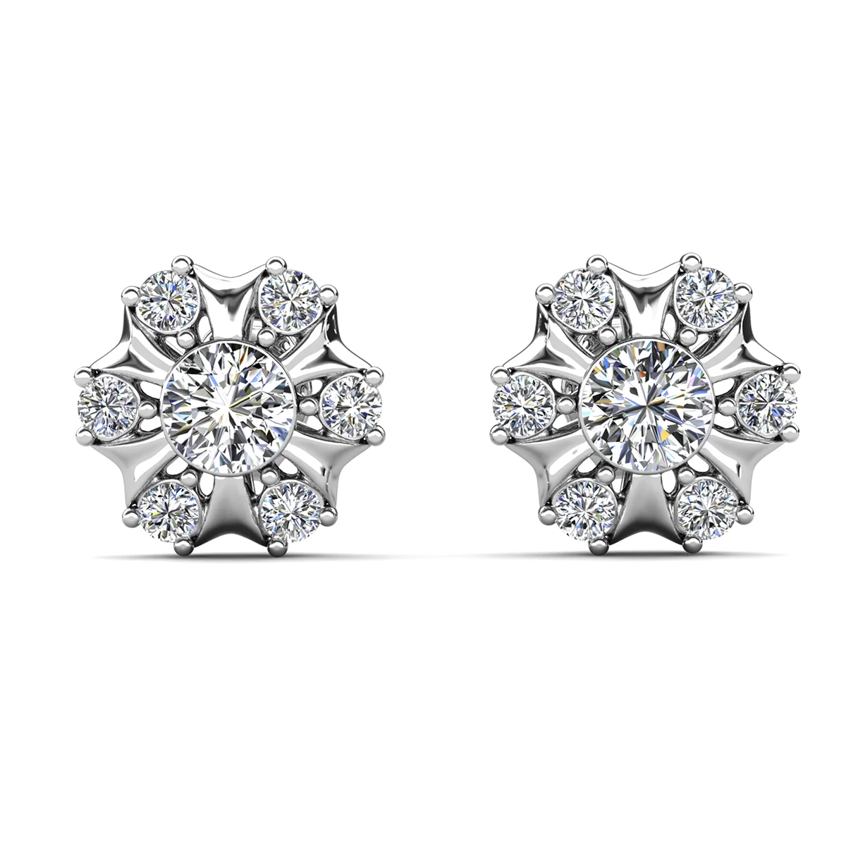 Cate & Chloe Millie 18k White Gold Plated Stud Earrings with Swarovski Crystals Gift for Women - Image 9