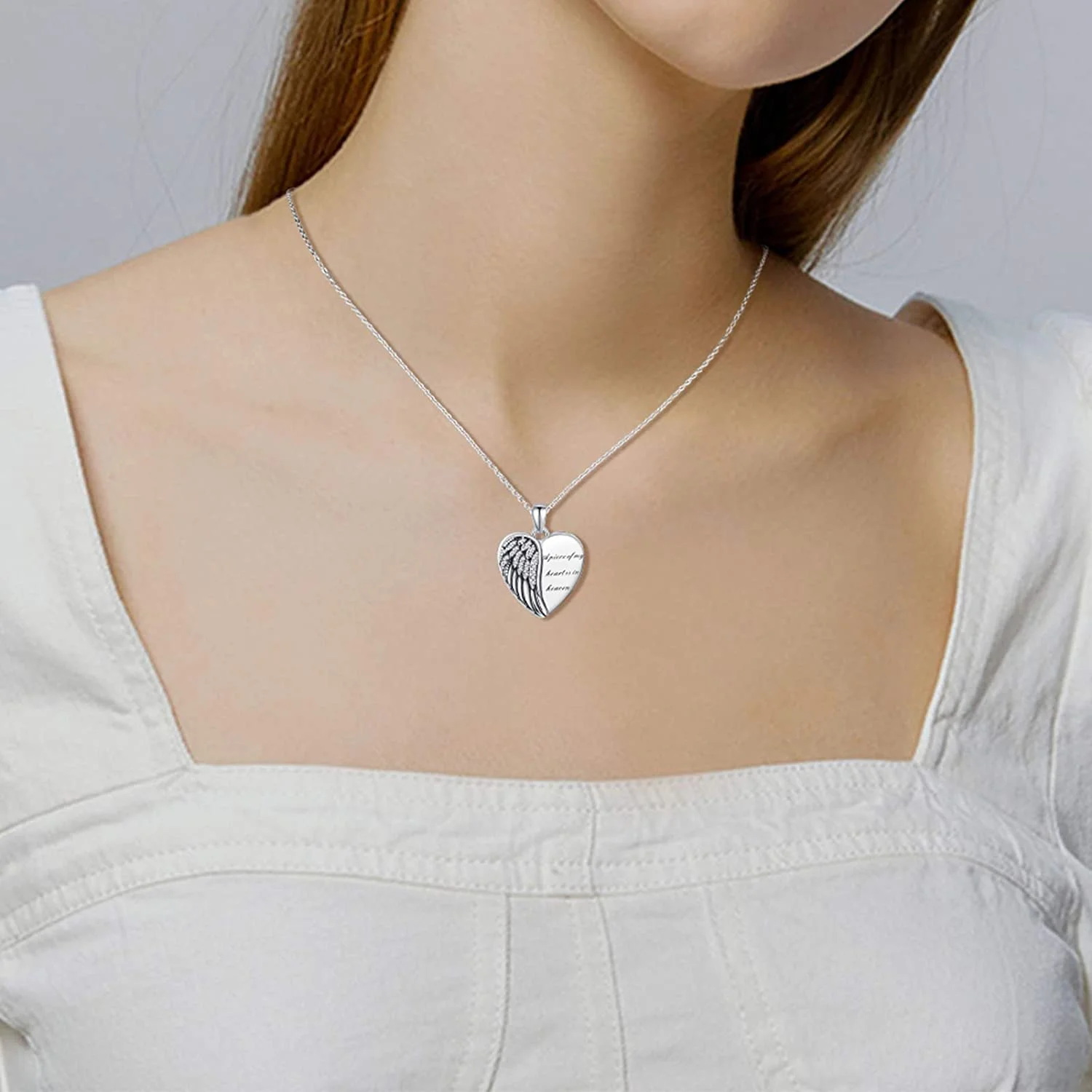 Coachuhhar Angel Wings Locket Necklace 925 Sterling Silver Heart Locket Necklace That Holds Pictures Memorial Necklace Locket Jewelry Gifts for Women - Image 7