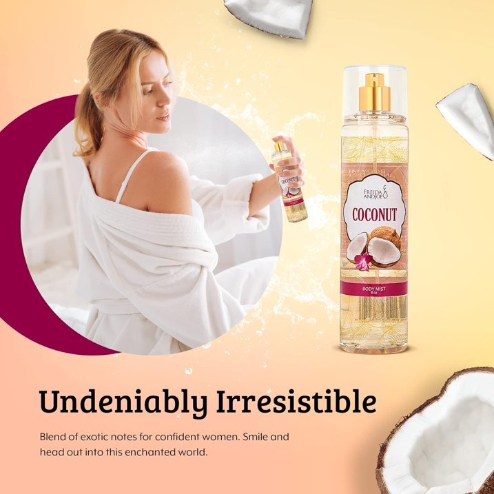 Body Spray For Women, Womens Perfume Fine Fragrance Body Mist, Women's Luxury Scented Gifts and Presents, Coconut Body Mist 8 oz Gift for Her Ideal Stocking Stuffer Mother's Day Gifts for Mom - Image 3