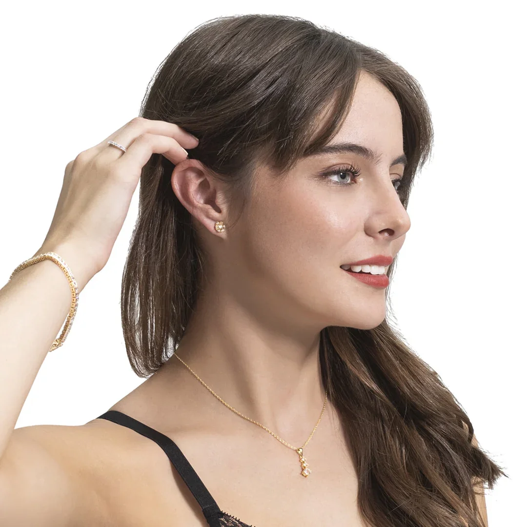 Cate & Chloe Millie 18k White Gold Plated Stud Earrings with Swarovski Crystals Gift for Women - Image 7