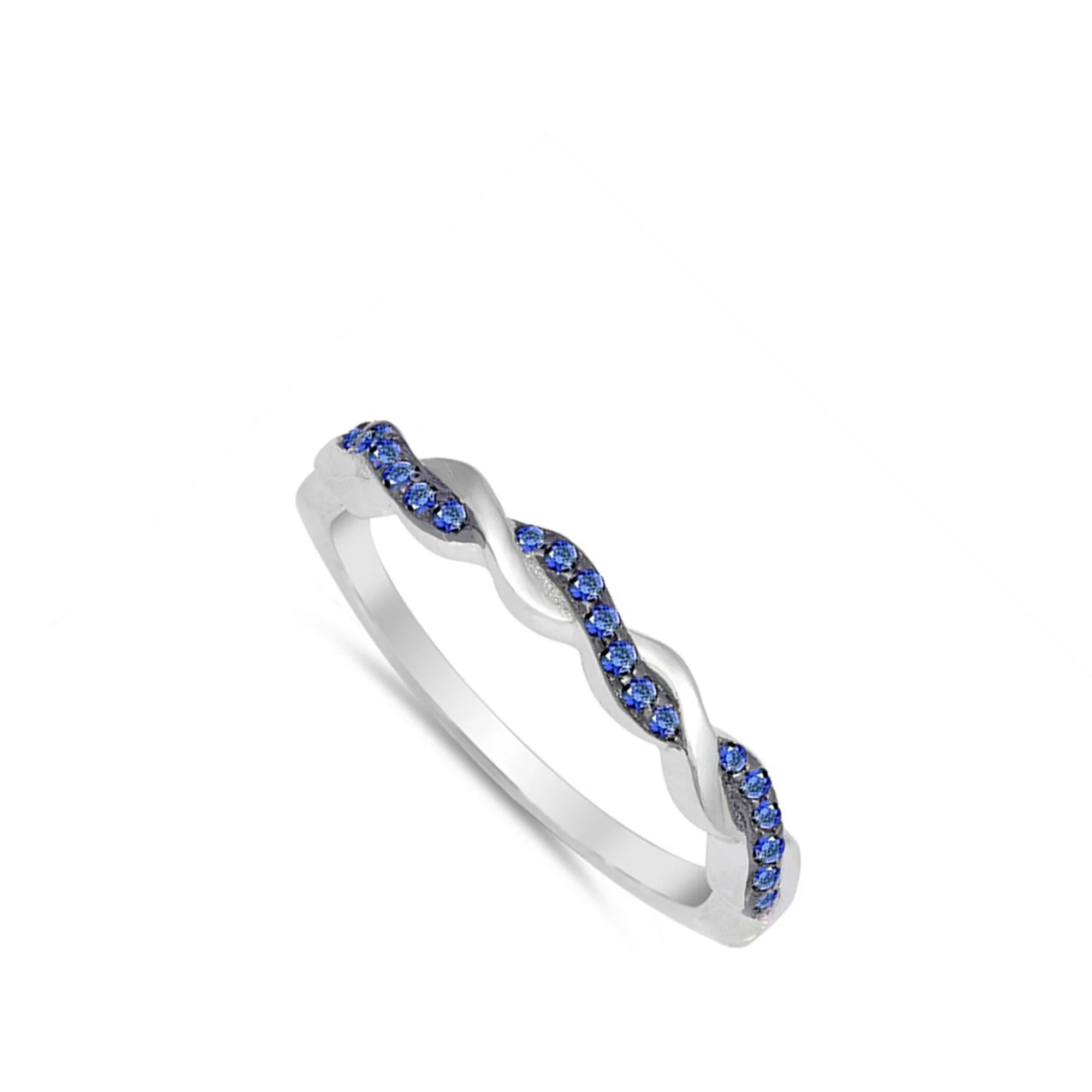 CHOOSE YOUR COLOR Blue Simulated Sapphire Stackable Thin Knot Ring .925 Sterling Silver Band CZ Female Size 7 - Image 5