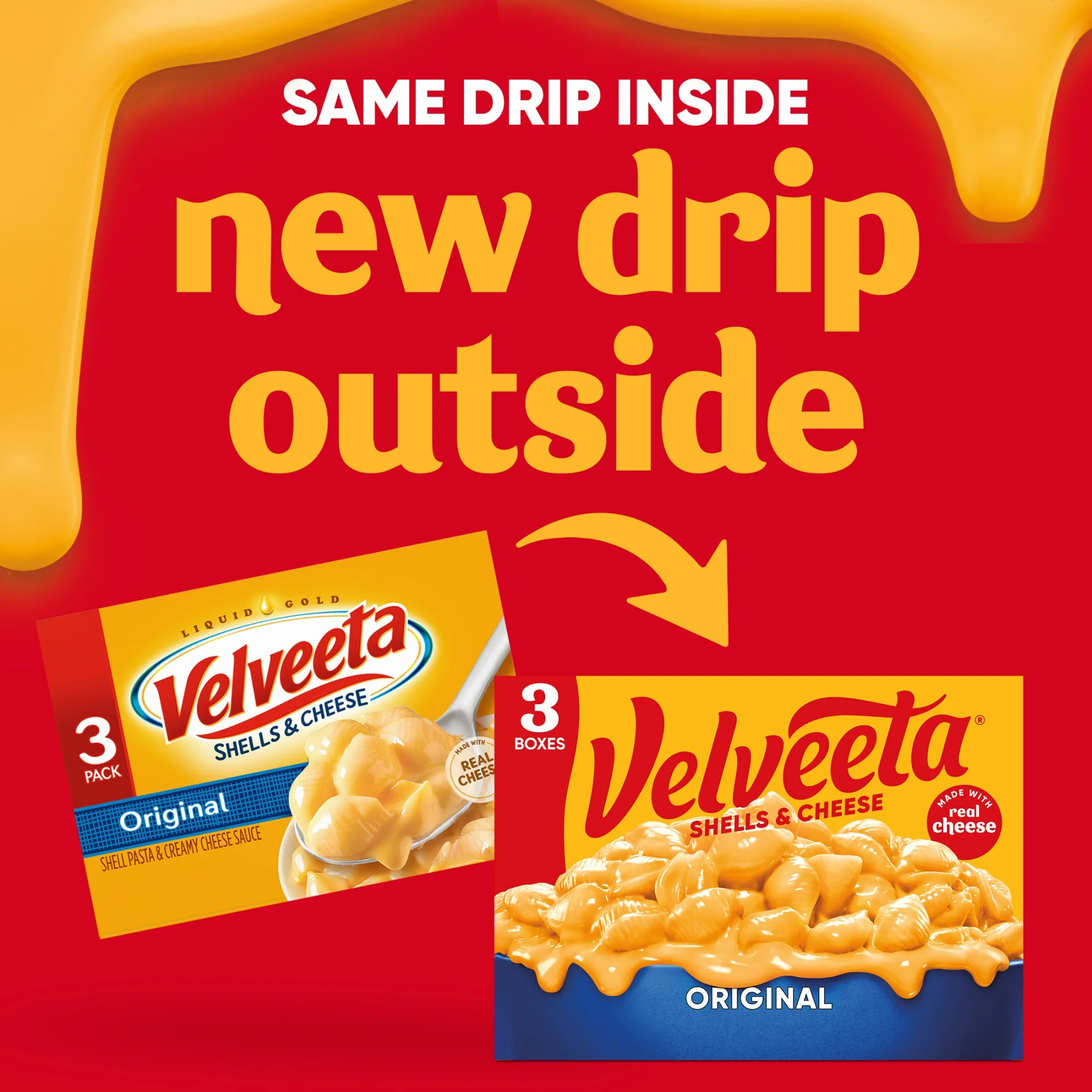 Velveeta Shells and Cheese Original Mac N Cheese Dinner, 3 ct Pack, 12 oz Boxes, Shelf-Stable - Image 3