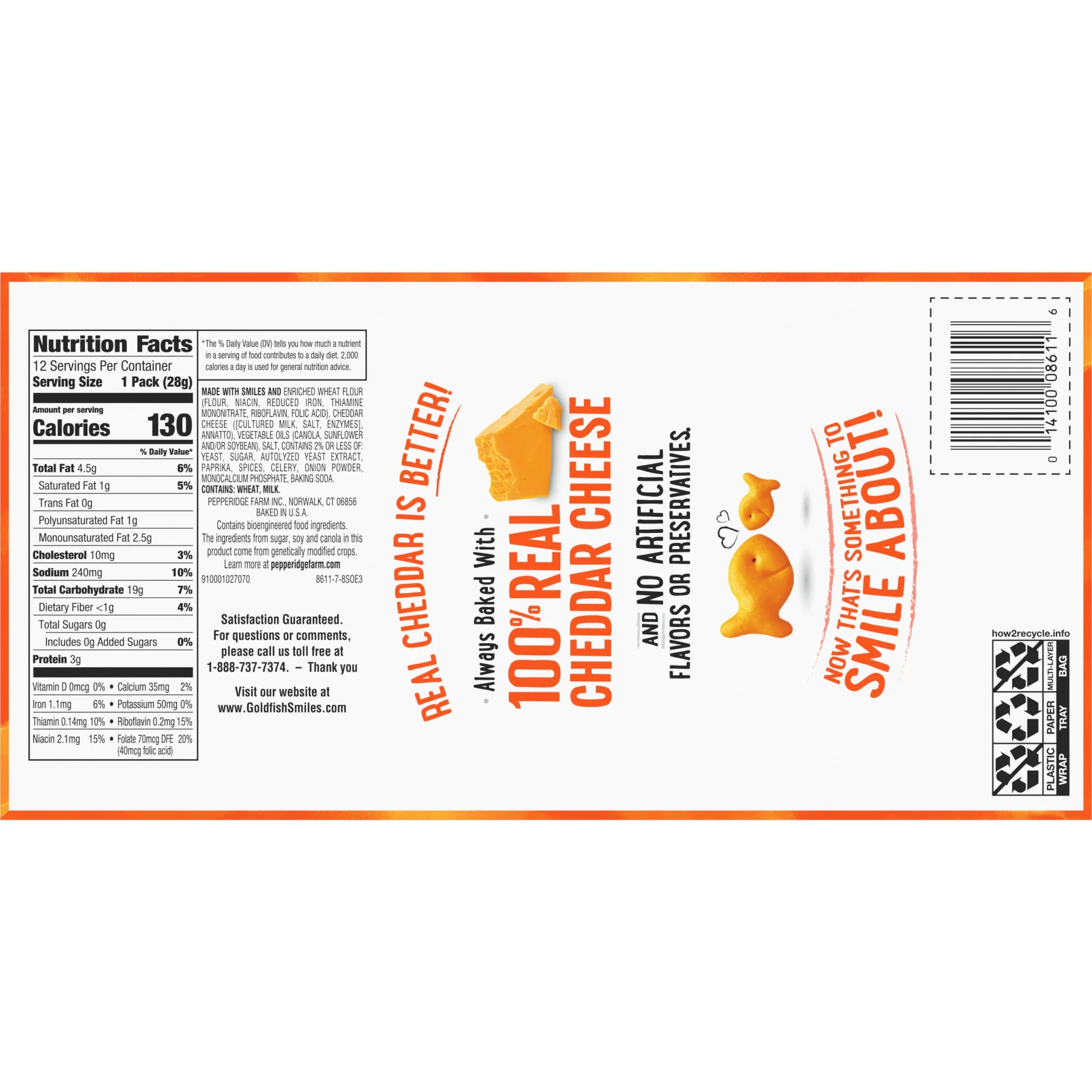 Goldfish Cheddar Cheese Crackers, Snack Packs, 1 oz, 12 Count Multi-Pack Tray - Image 8