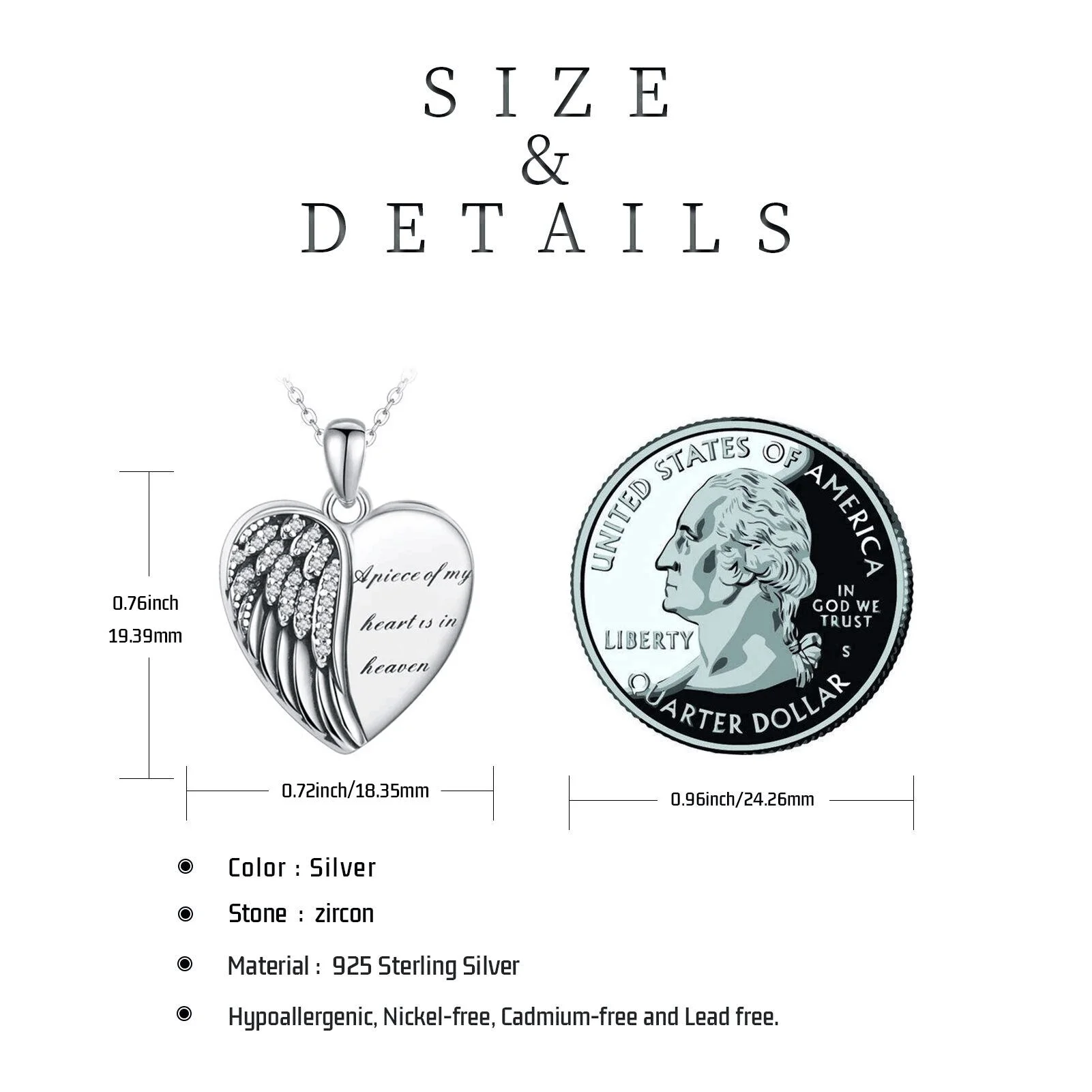 Coachuhhar Angel Wings Locket Necklace 925 Sterling Silver Heart Locket Necklace That Holds Pictures Memorial Necklace Locket Jewelry Gifts for Women - Image 6